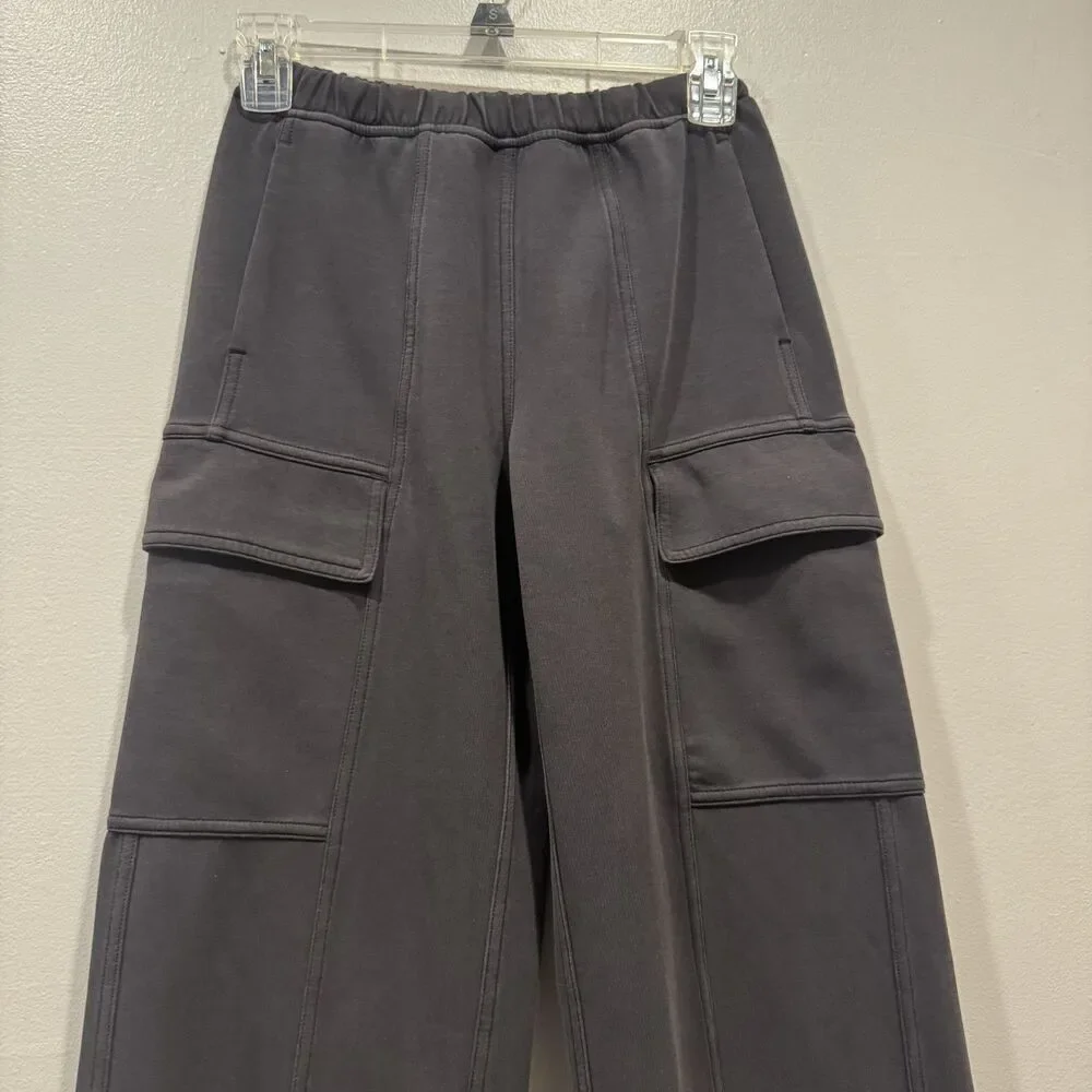 Lululemon Cargo Pant Women sz 0 Cotton Blend Double Knit Streetwear Grunge Black